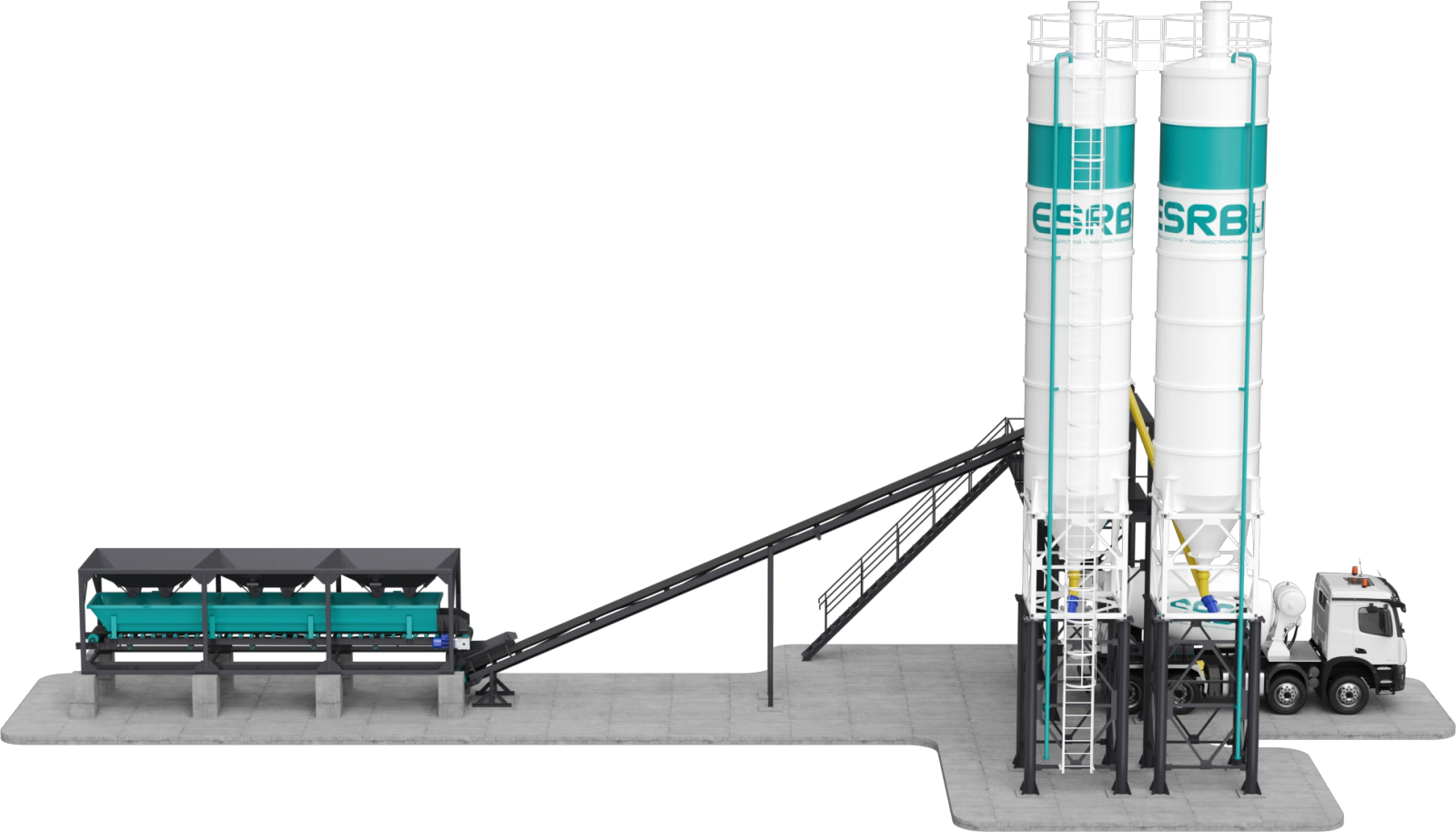 مصنع الخرسانة RBU ES-90 (ثابت مع خلاطة ثنائية المحور)